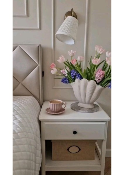 Krem Istiridye Vazo Doğal Seramik Krem Rengi (Beton Alçı Değildir Büyük Boy) modelleri