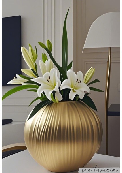 Gold Avangart Trend Avrupa Iskandinav Tarz Şık Büyük Boy Seramik Vazo