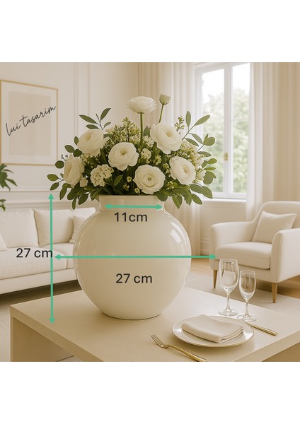 Özel Tasarım Cam Modern Büyük Xl Boy Davet Özel Gün Masaları Sade Şık Zarif Beyaz Vazo 27*27*11 fırsatları