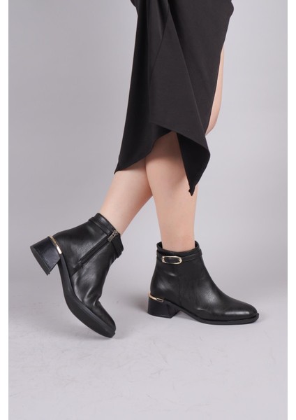 Linz Bileği Kemerli Alçak Topuklu Bot Siyah fırsatları