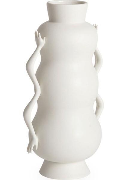 Krem Rengi Vazo Seramik Xl Boy Trio Büyük Vazo 32 cm