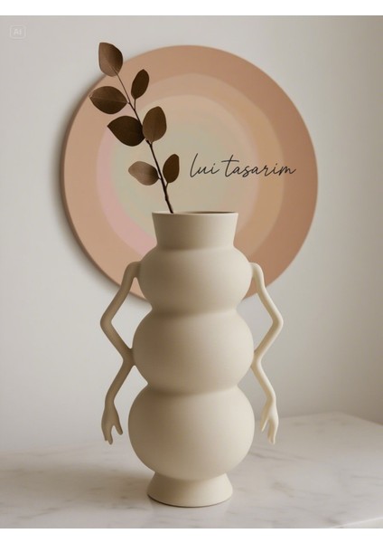 Krem Rengi Vazo Seramik Xl Boy Trio Büyük Vazo 32 cm indirimleri