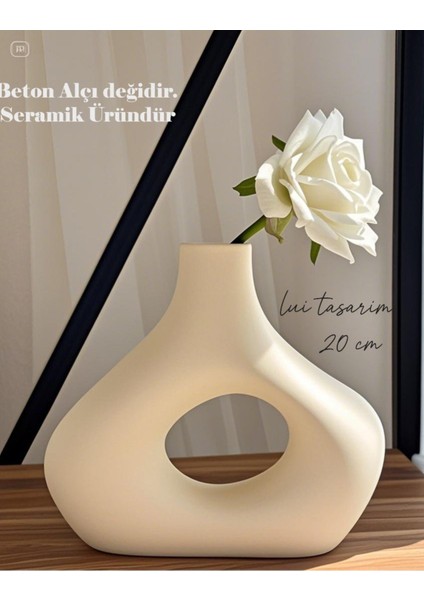 Krem Rengi Zarif Iskandinav Tarzı Sade Seramik Beyaz 20CM