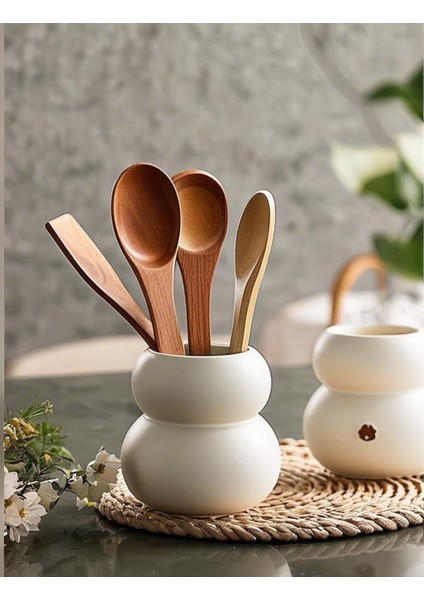 Bubble Kaşıklık Sade Seramik Beyaz Bubble Düzenleyici