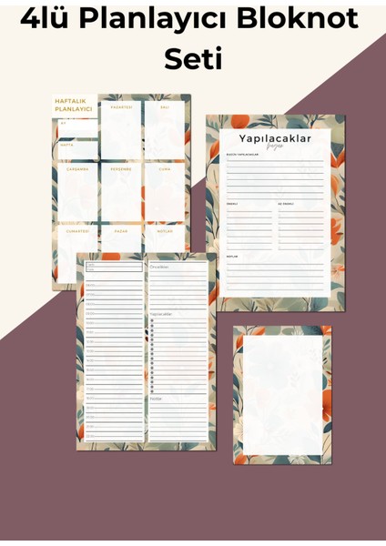 Işe Yeni Başlayanlar Için 4’lü Planlayıcı Bloknot Seti – Not ve Yapılacaklar Listesi - Gelincik