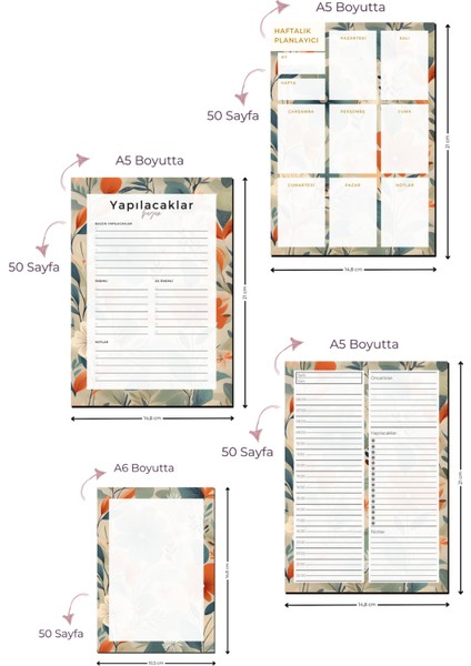 Işe Yeni Başlayanlar Için 4’lü Planlayıcı Bloknot Seti – Not ve Yapılacaklar Listesi - Gelincik fiyatları