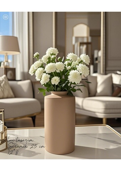 Bohem Tarzı Koyu BEJC25 cm Sade Seramik Iskandinav Bohem Tasarım Otel Ofis Dekorasyon Vazo fiyatları