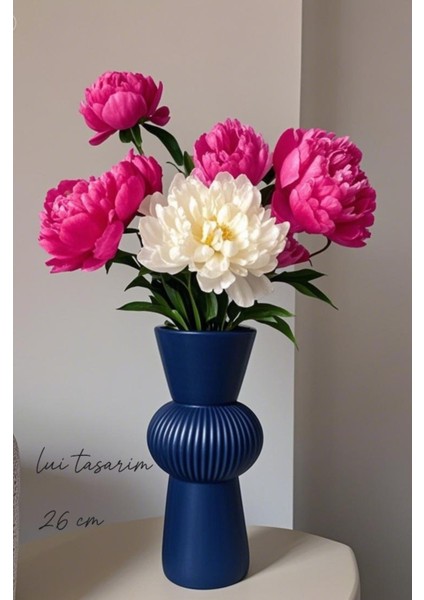 Uzun Koyu Mavi Bohem Büyük Boy Seramik Nordic Tarz Şık Sade Iskandinav Tarzı Vazo Seramik 26 cm fiyatları