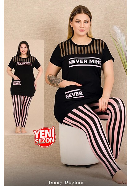 Lady Büyük Beden Kısa Kollu Kapri Pijama Takımı modelleri