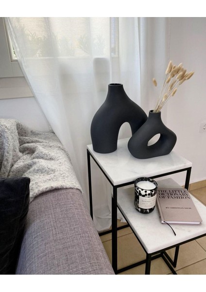 Siyah Vazo 2'li Seramik Xl Boy Bohem Sade Şık Modern Tasarım modelleri