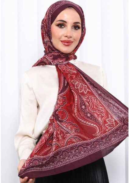 Mürdüm Desenli Kraş Şal