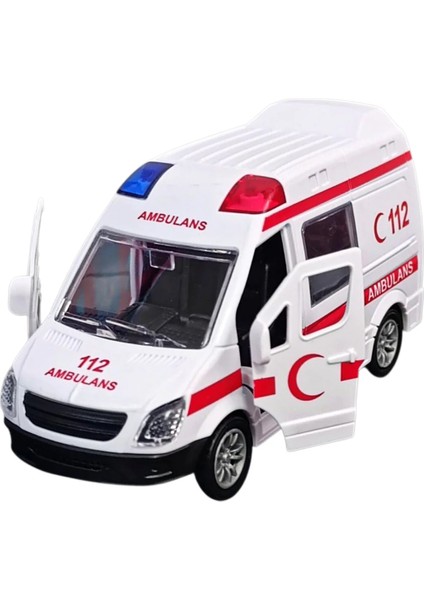 2'li Ekip Arabası Seti Ambulans ve Polis Sürtmeli Oyuncak Araba 12 Cm. indirimleri