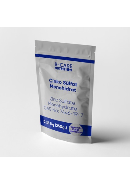 Çinko Sülfat Monohidrat Gıda Hammaddesi 0.25 kg (250G.) Toz Yüksek Saflıkta