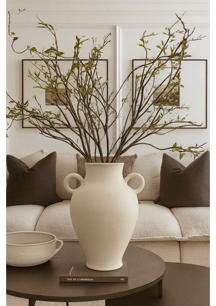 Modern Iskandinav Tarz Ev Dekorasyon El Yapımı Stoneware Vazo 27 cm