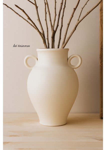 Modern Iskandinav Tarz Ev Dekorasyon El Yapımı Stoneware Vazo 27 cm fırsatları