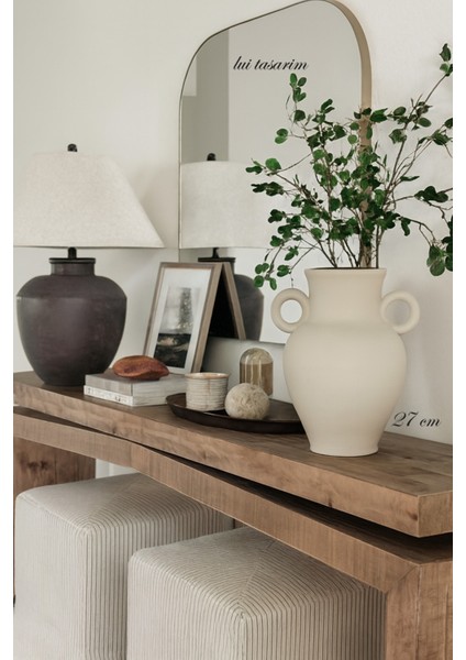 Modern Iskandinav Tarz Ev Dekorasyon El Yapımı Stoneware Vazo 27 cm indirimleri