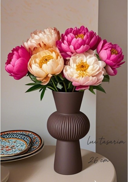 Uzun Yeşil Bohem Büyük Boy Seramik Nordic Tarz Şık Sade Iskandinav Tarzı Vazo Seramik 26CM