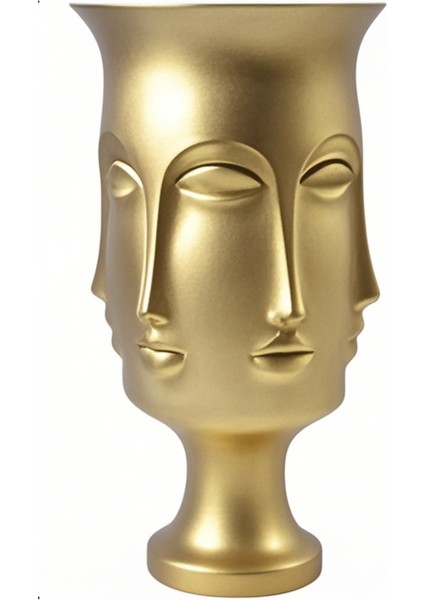 Gold Ayaklı Vazo Trend Bohem Buddha Büyük Xl Boy 32 cm Seramik Gold Vazo