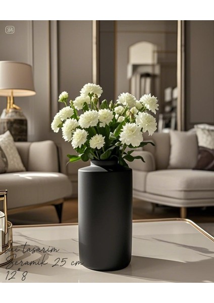 Siyah Bohem Tarzı 25 cm Sade Seramik Iskandinav Bohem Tasarım Otel Ofis Dekorasyon Vazo fiyatları