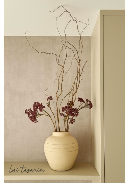 Krem Rengi Seramik Bohem Küp Vazo 28*28 cm Büyük Boy modelleri