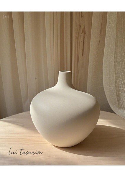 Krem Renk Luna Vazo Seramik El Yapımı Trend Iskandinav 19*22*3 cm Bohem Dekorasyon fiyatları