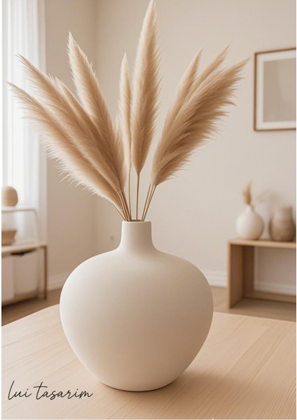 Krem Renk Luna Vazo Seramik El Yapımı Trend Iskandinav 19*22*3 cm Bohem Dekorasyon fırsatları