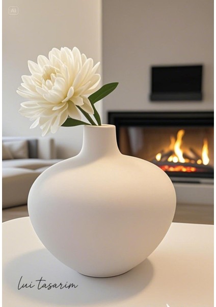 Krem Renk Luna Vazo Seramik El Yapımı Trend Iskandinav 19*22*3 cm Bohem Dekorasyon indirimleri