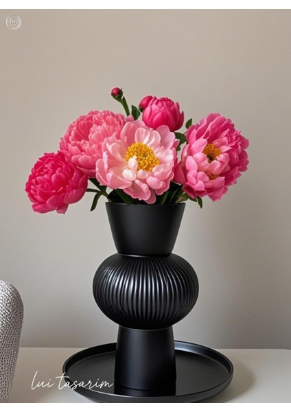 Uzun Siyah Bohem Büyük Boy Seramik Nordic Tarz Şık Sade Iskandinav Tarzı Vazo Seramik 25CM modelleri