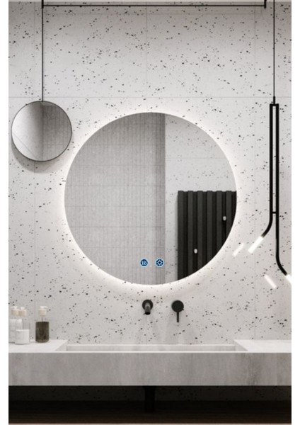 Akıllı Buhar Tutmaz 3 LED Işıklı Dekoratif Banyo Aynası 80 cm