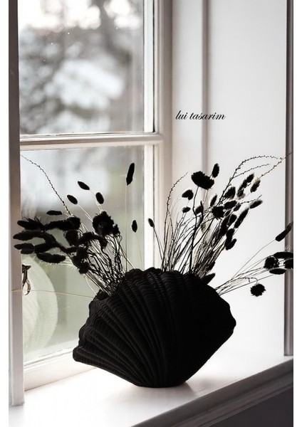 Istiridye Inci Vazo Siyah Renk Xl Boy 32CMPEARL Seramik Modern Şık Vazo Dekorasyon Salon Ev Otel fiyatları