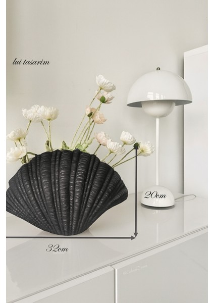 Istiridye Inci Vazo Siyah Renk Xl Boy 32CMPEARL Seramik Modern Şık Vazo Dekorasyon Salon Ev Otel modelleri