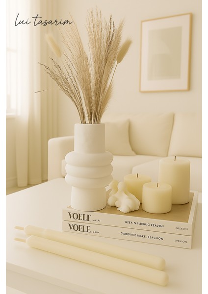 Krem Rengi Seramik Vazo Meri Iskandinav Tarzı Modern Minimalist Sade Dekoratif 23 cm Vazo indirimleri