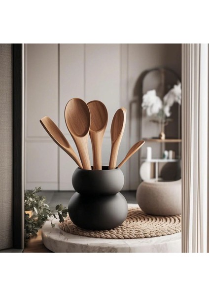 Bubble Kaşıklık / Vazo Iskandinav Tarzı Bohem Mat Siyah