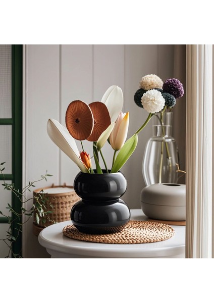 Bubble Kaşıklık / Vazo Iskandinav Tarzı Bohem Mat Siyah fiyatları