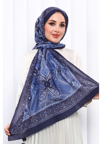 Mavi Desenli Kraş Şal