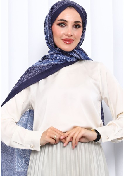 Mavi Desenli Kraş Şal modelleri