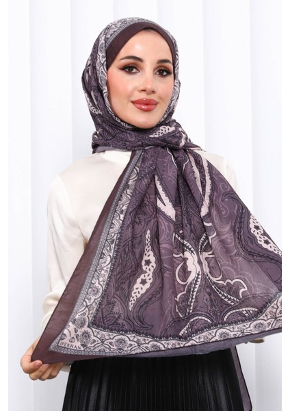 Kahverengi Desenli Kraş Şal