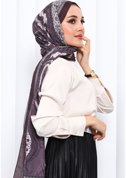 Kahverengi Desenli Kraş Şal modelleri