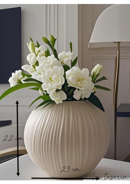 Kremit Rengi Iskandinav Tarzı Bohem Zarif Krem Rengi Sade Bohem Tarz Trend Seramik Vazo 22 cm fiyatları