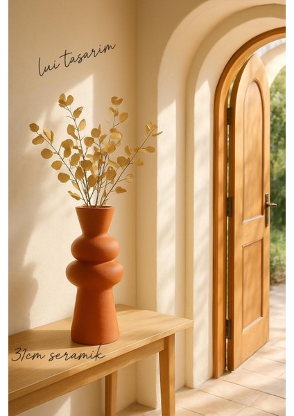 Kremit Rengi Vazo Iskandinav Tarzı Modern Minimalist Sade Dekoratif 31 cm Vazo indirimleri