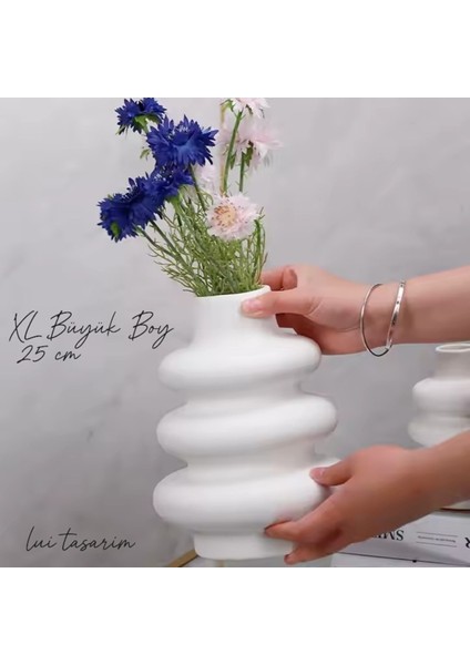 Beyaz Bohem Xl Büyük Boy Seramik Nordic Tarz Beyaz Sade Iskandinav Tarzı Twist Vazo Seramik 25CM fırsatları