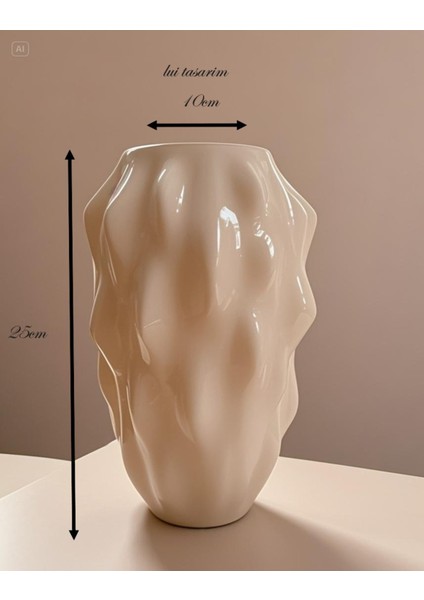 Krem Renk Vazo Özel Tasarım Senyor Cam Vazo 25*10 cm fiyatları