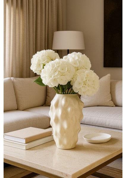 Krem Renk Vazo Özel Tasarım Senyor Cam Vazo 25*10 cm modelleri