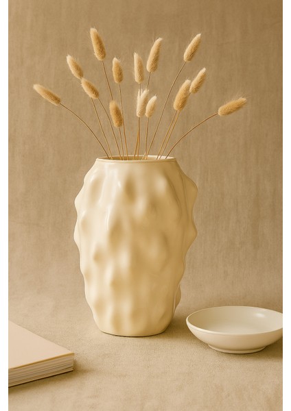 Krem Renk Vazo Özel Tasarım Senyor Cam Vazo 25*10 cm fırsatları