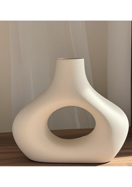 Beyaz Zarif Iskandinav Tarzı Sade Seramik Mat Beyaz Vazo 20CM fiyatları