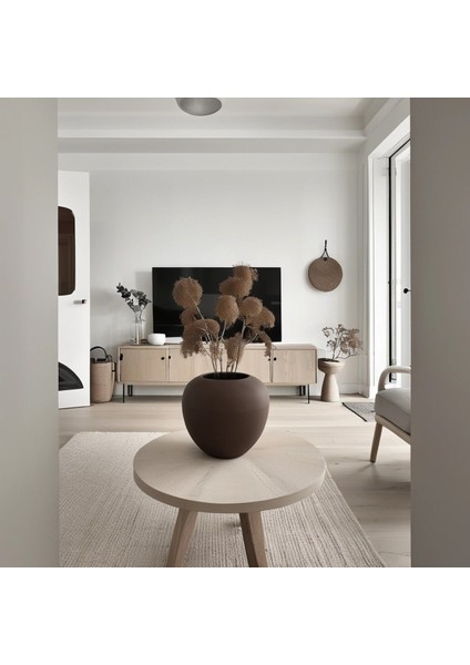 Tasarım Vazo Seramik Iskandinav Tarzı Kahve Rengi Bohem Trend Sade Büyük Boy Topik Vazo fiyatları