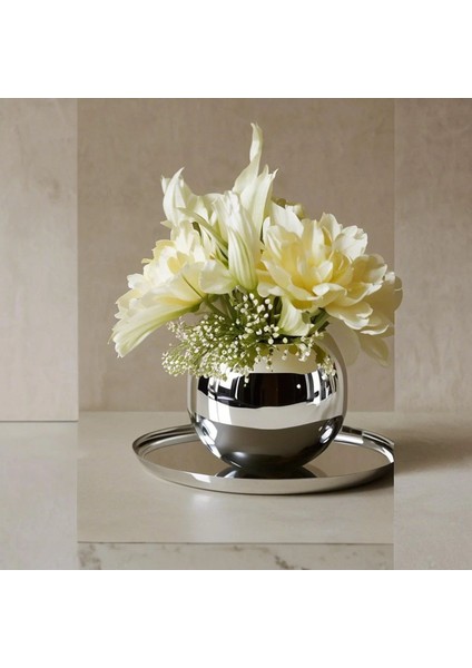 Paşabahçe Vazo Dekoratif Aynalı Cam Gümüş Renk Parlak Vazo Şık fırsatları