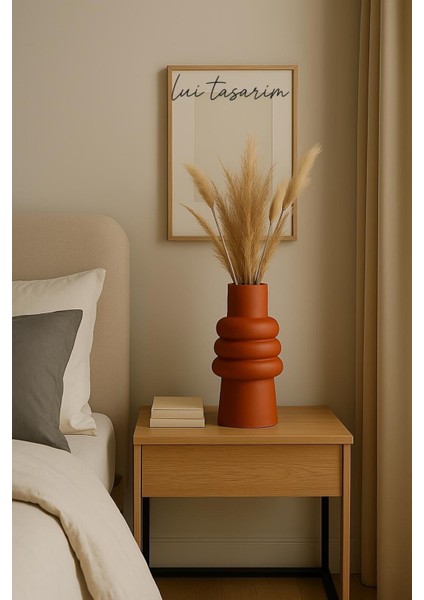 Kremit Rengi Seramik Vazo Meri Iskandinav Tarzı Modern Minimalist Sade Dekoratif 23 cm Vazo fiyatları