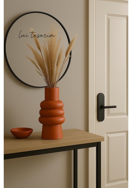 Kremit Rengi Seramik Vazo Meri Iskandinav Tarzı Modern Minimalist Sade Dekoratif 23 cm Vazo indirimleri