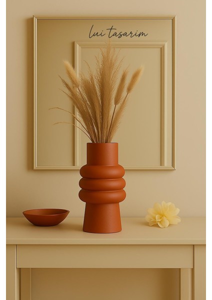 Kremit Rengi Seramik Vazo Meri Iskandinav Tarzı Modern Minimalist Sade Dekoratif 23 cm Vazo